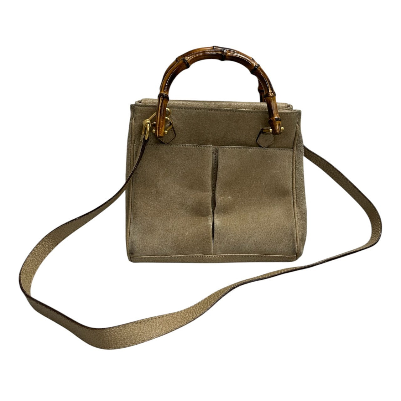 GUCCI グッチ ヴィンテージ オールドグッチ バンブー ベージュ ゴールド金具 レザー 000.123.0316 ハンドバッグ ショルダーバッグ レディース AB