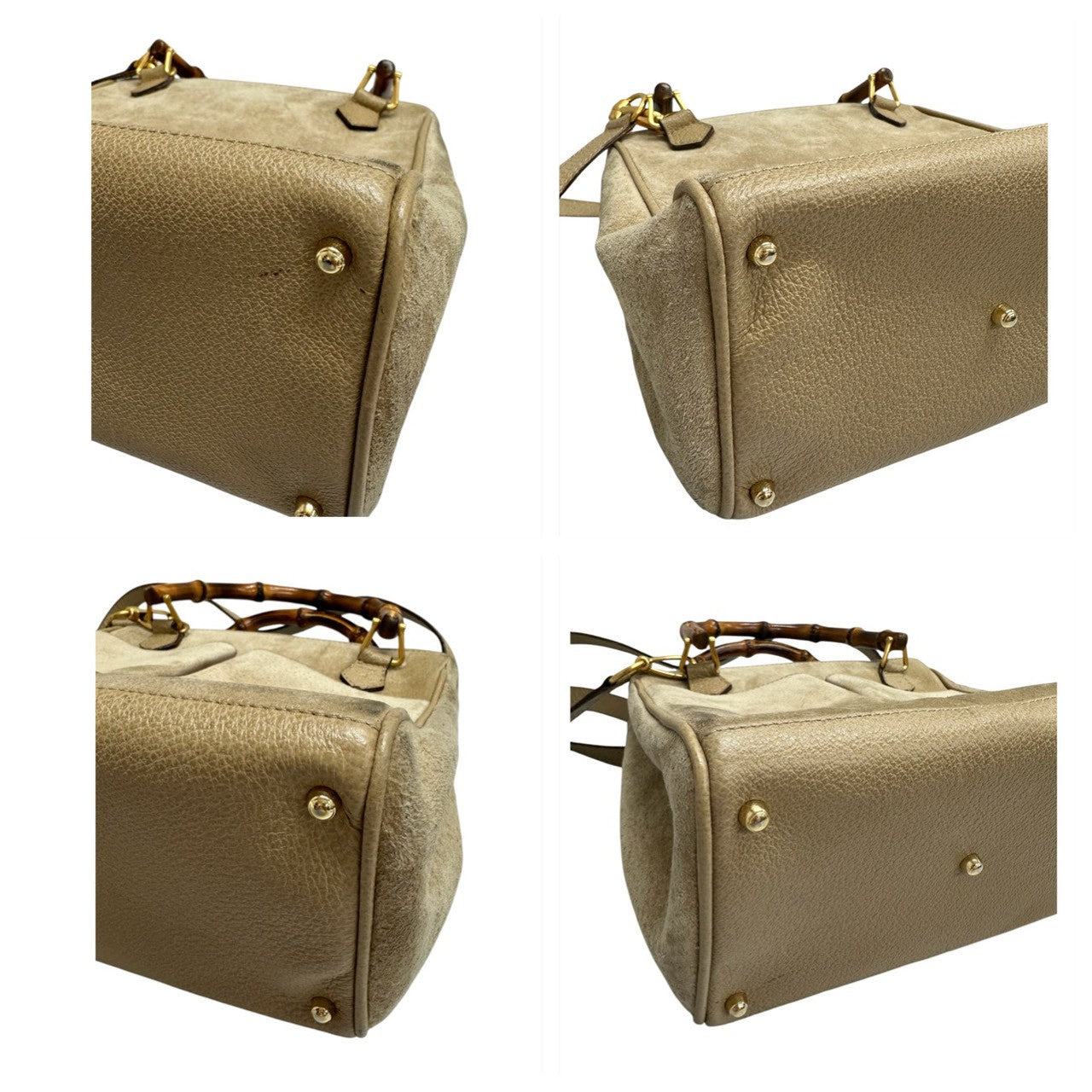 GUCCI グッチ ヴィンテージ オールドグッチ バンブー ベージュ ゴールド金具 レザー 000.123.0316 ハンドバッグ ショルダーバッグ レディース AB
