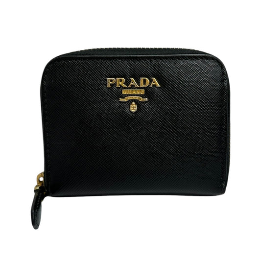 PRADA プラダ サフィアーノ ブラック ゴールド金具 レザー 1M0268 コインケース レディース A