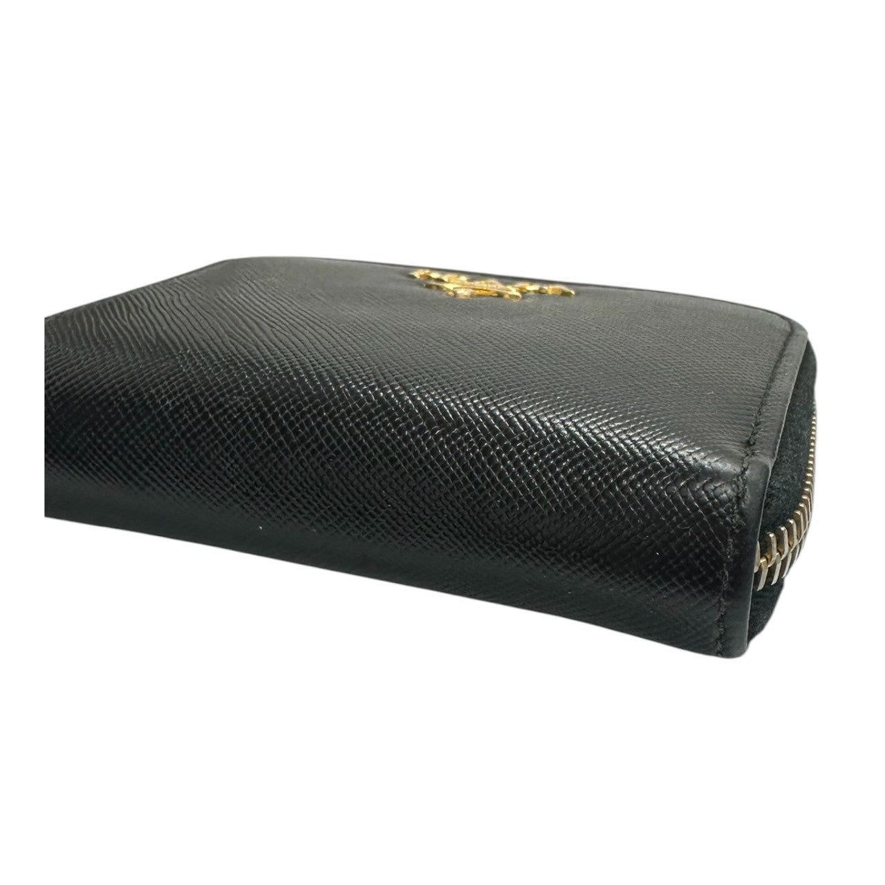 PRADA プラダ サフィアーノ ブラック ゴールド金具 レザー 1M0268 コインケース レディース A