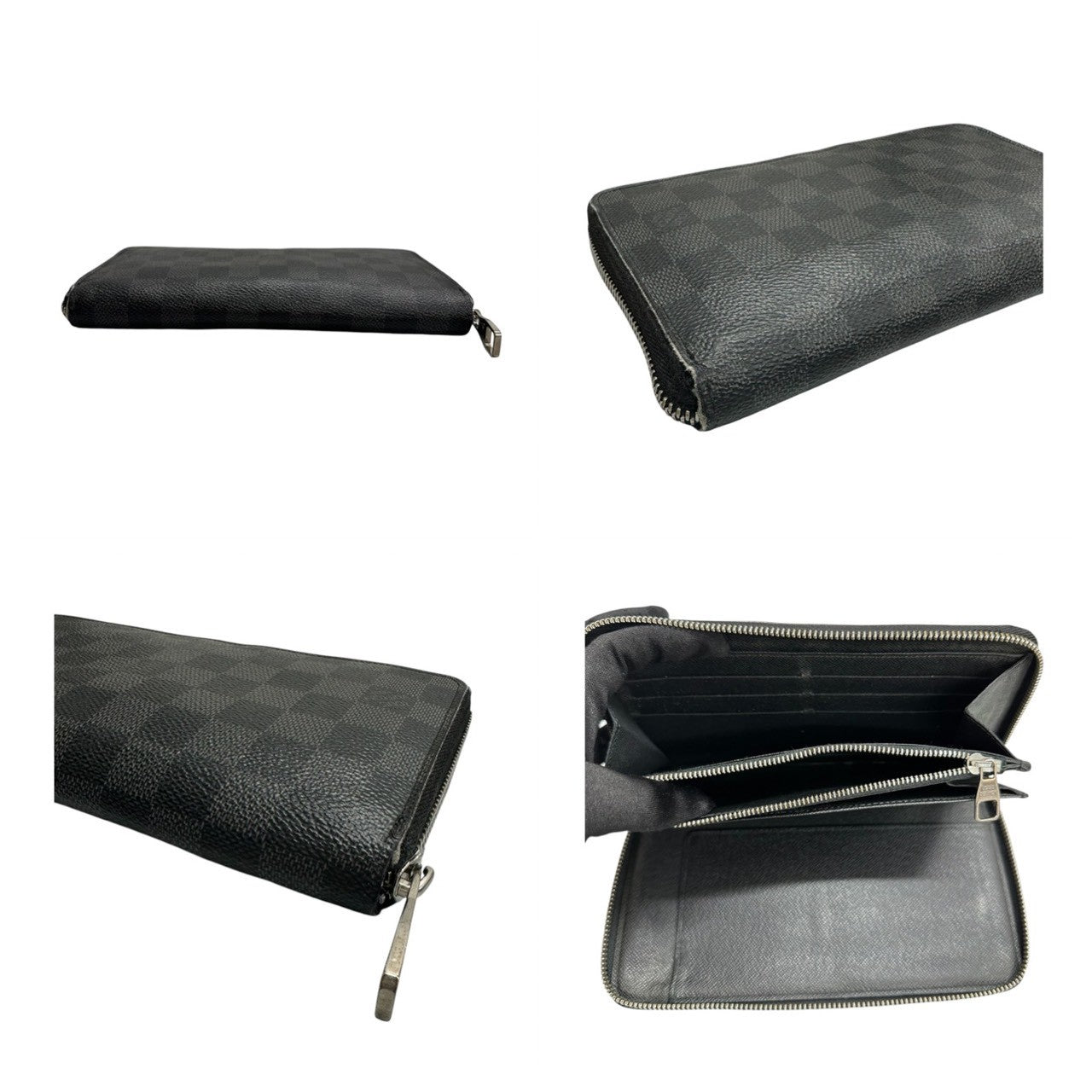 LOUIS VUITTON ルイヴィトン ダミエグラフィット ブラック シルバー金具 PVC / レザー N63077 長財布 メンズ AB