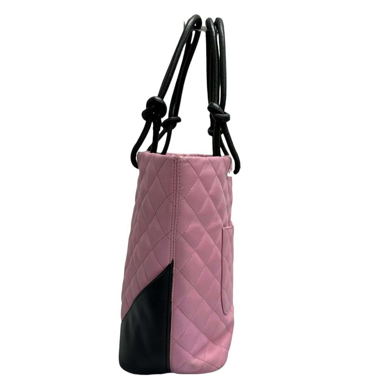 CHANEL シャネル カンボンライン ココマーク ピンク ブラック ラムスキン トートバッグ レディース AB