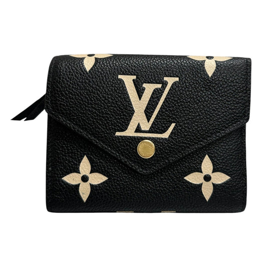 LOUIS VUITTON ルイヴィトン アンプラント ポルトフォイユ ヴィクトリーヌ ブラック ベージュ ゴールド金具 レザー M80968 三つ折り財布 レディース A