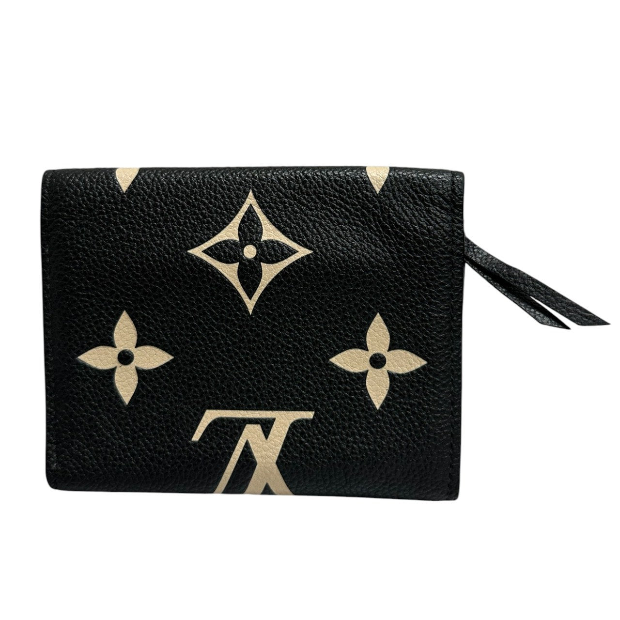 LOUIS VUITTON ルイヴィトン アンプラント ポルトフォイユ ヴィクトリーヌ ブラック ベージュ ゴールド金具 レザー M80968 三つ折り財布 レディース A