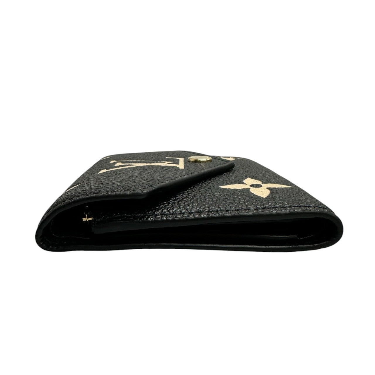 LOUIS VUITTON ルイヴィトン アンプラント ポルトフォイユ ヴィクトリーヌ ブラック ベージュ ゴールド金具 レザー M80968 三つ折り財布 レディース A