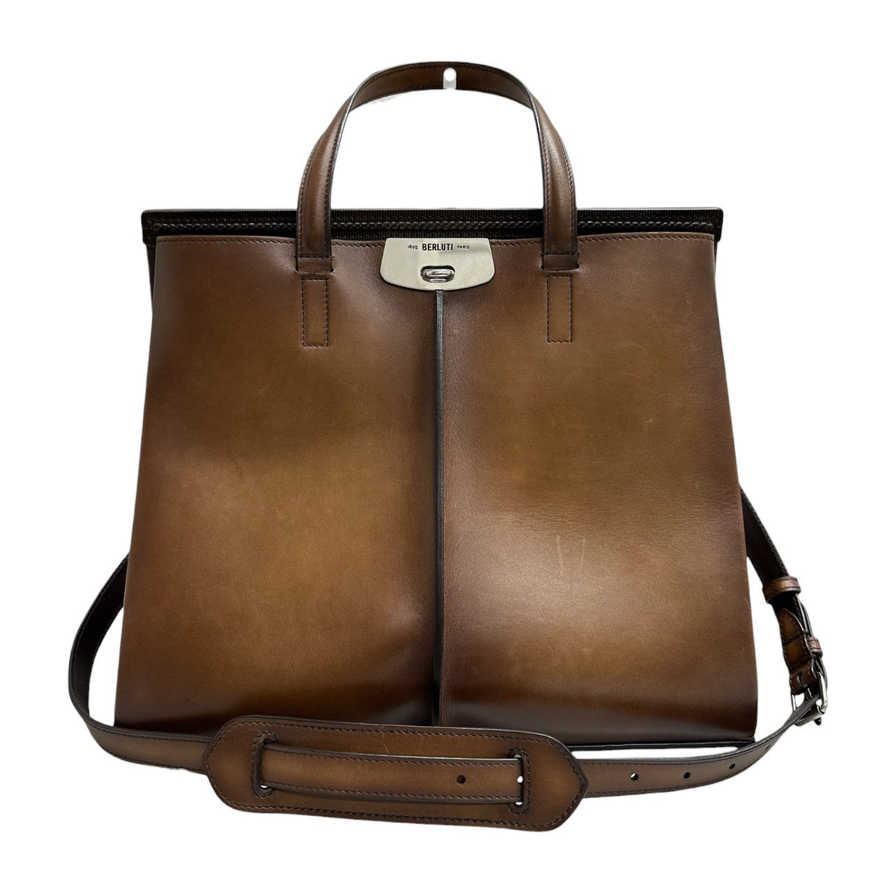 Berluti ベルルッティ ルッティ ブラウン シルバー金具 レザー トートバッグ ショルダーバッグ メンズ ABP
