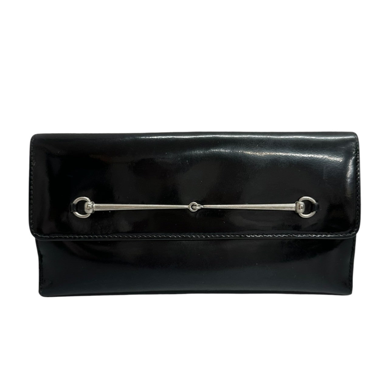 GUCCI グッチ パテントホースビット ブラック シルバー金具 レザー 035 3662 1872 5 長財布 レディース AB