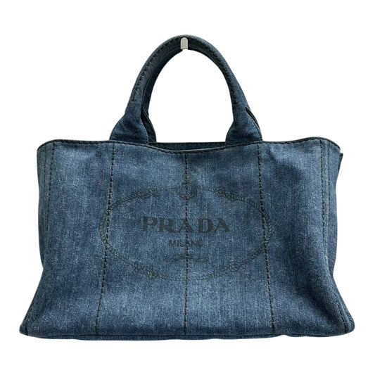 PRADA プラダ カナパ ブルー ゴールド金具 デニム 1BG642 トートバッグ ショルダーバッグ レディース ABP