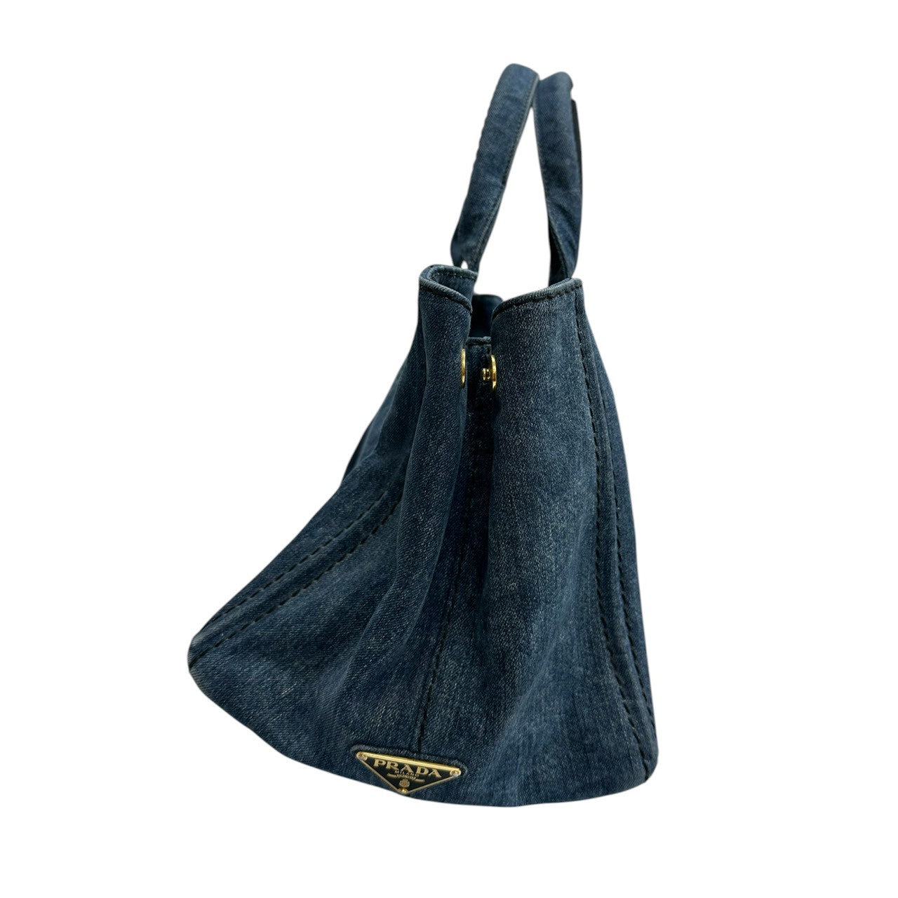 PRADA プラダ カナパ ブルー ゴールド金具 デニム 1BG642 トートバッグ ショルダーバッグ レディース ABP
