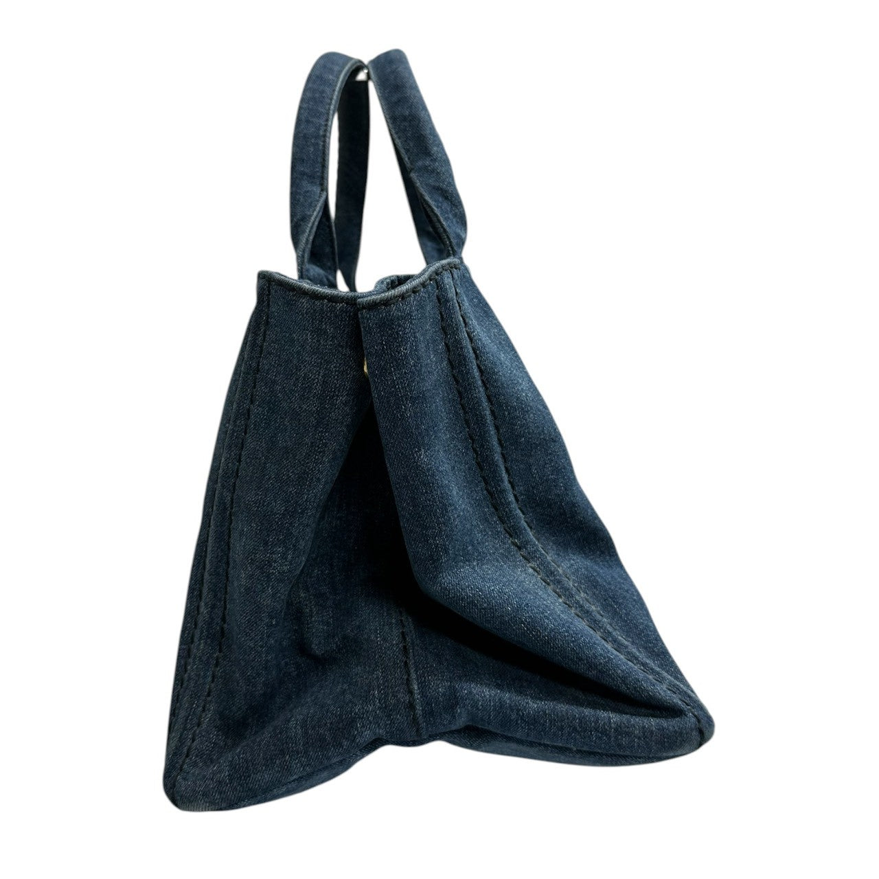 PRADA プラダ カナパ ブルー ゴールド金具 デニム 1BG642 トートバッグ ショルダーバッグ レディース ABP