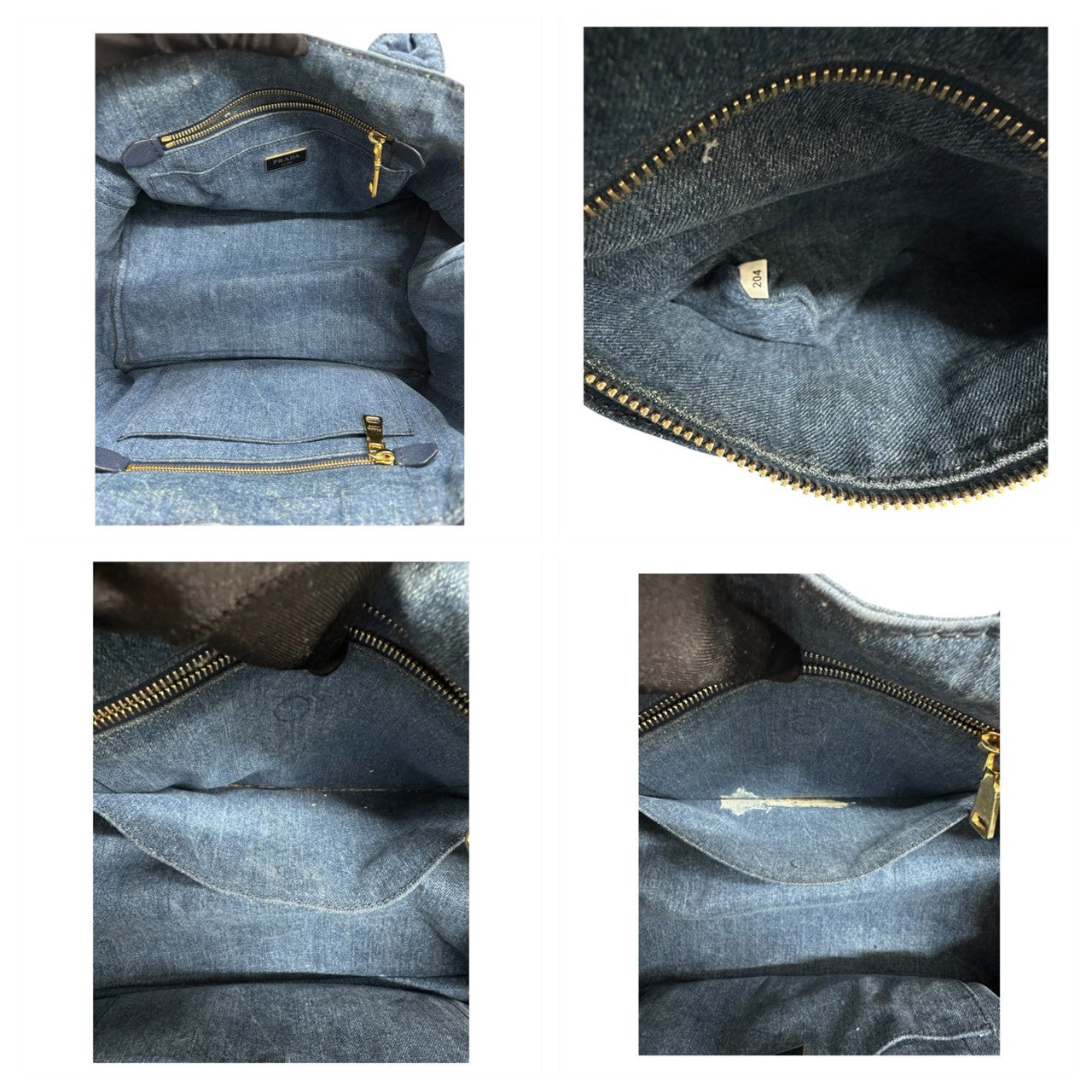 PRADA プラダ カナパ ブルー ゴールド金具 デニム 1BG642 トートバッグ ショルダーバッグ レディース ABP