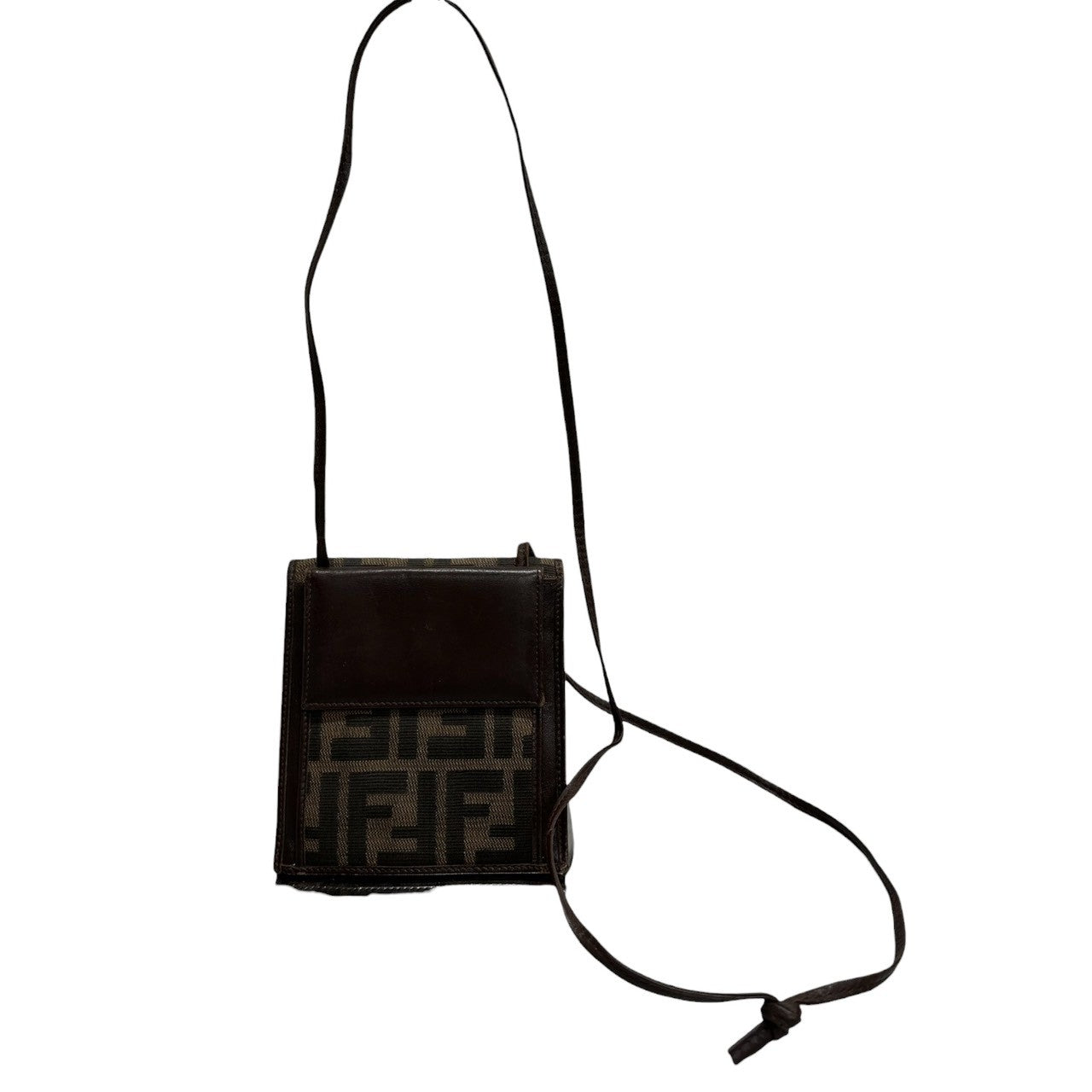 FENDI フェンディ ズッカ ブラウン シルバー金具 キャンバス / レザー 0716346001 ショルダーバッグ 二つ折り財布 レディース B