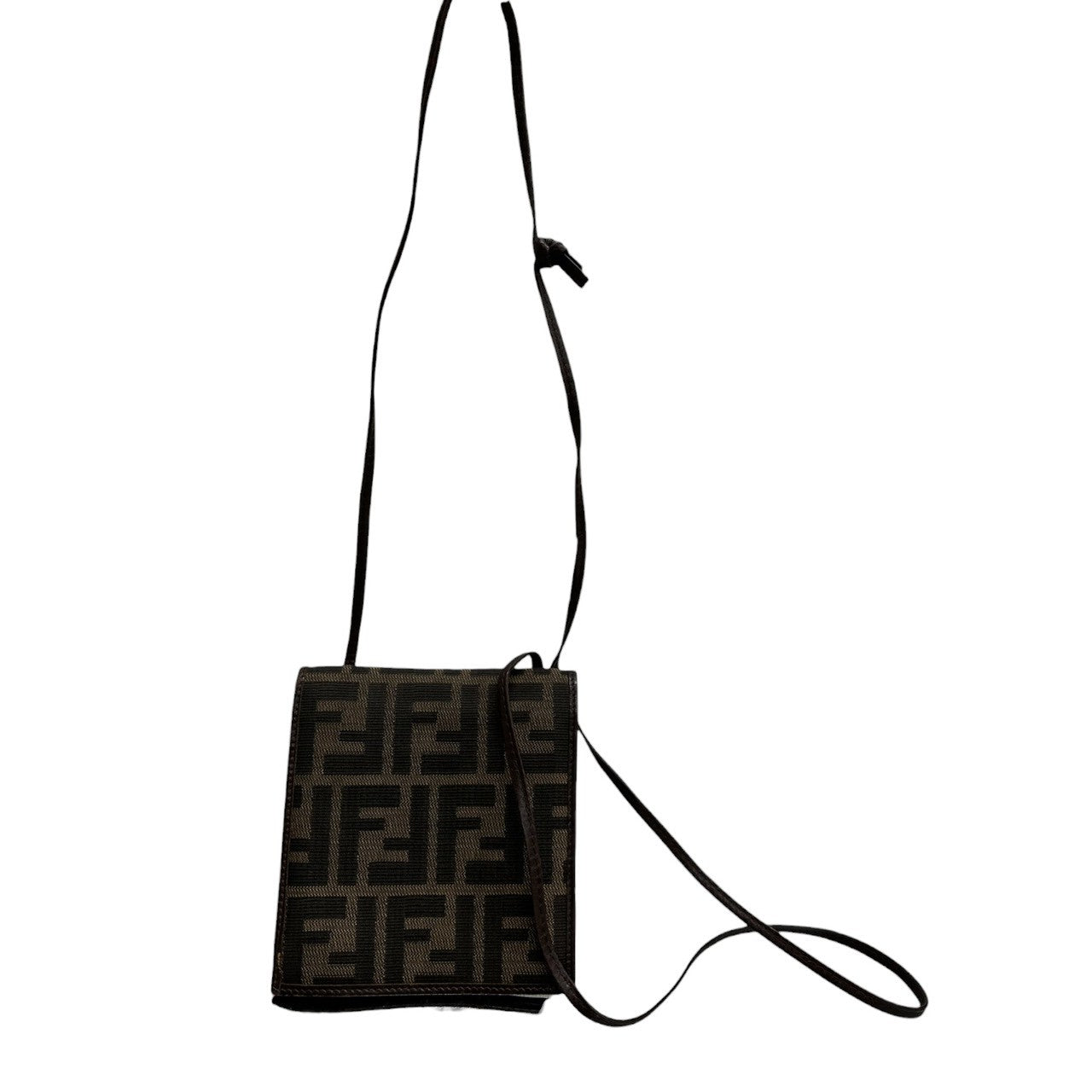 FENDI フェンディ ズッカ ブラウン シルバー金具 キャンバス / レザー 0716346001 ショルダーバッグ 二つ折り財布 レディース B