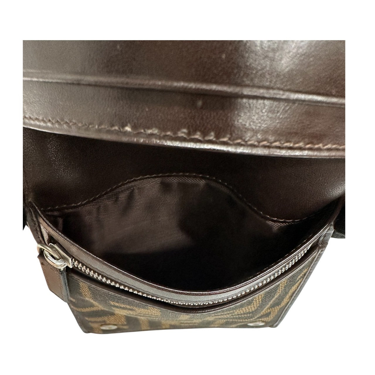 FENDI フェンディ ズッカ ブラウン シルバー金具 キャンバス / レザー 0716346001 ショルダーバッグ 二つ折り財布 レディース B