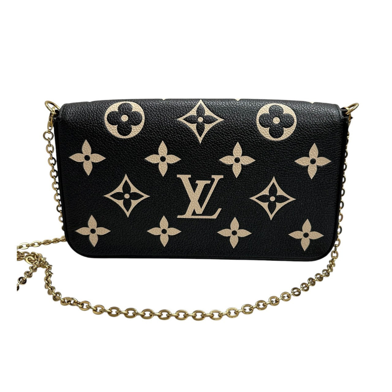 LOUIS VUITTON ルイヴィトン モノグラムアンプラント フェリシー ブラック ベージュ ゴールド金具 レザー M82479 ショルダーバッグ 長財布 レディース A