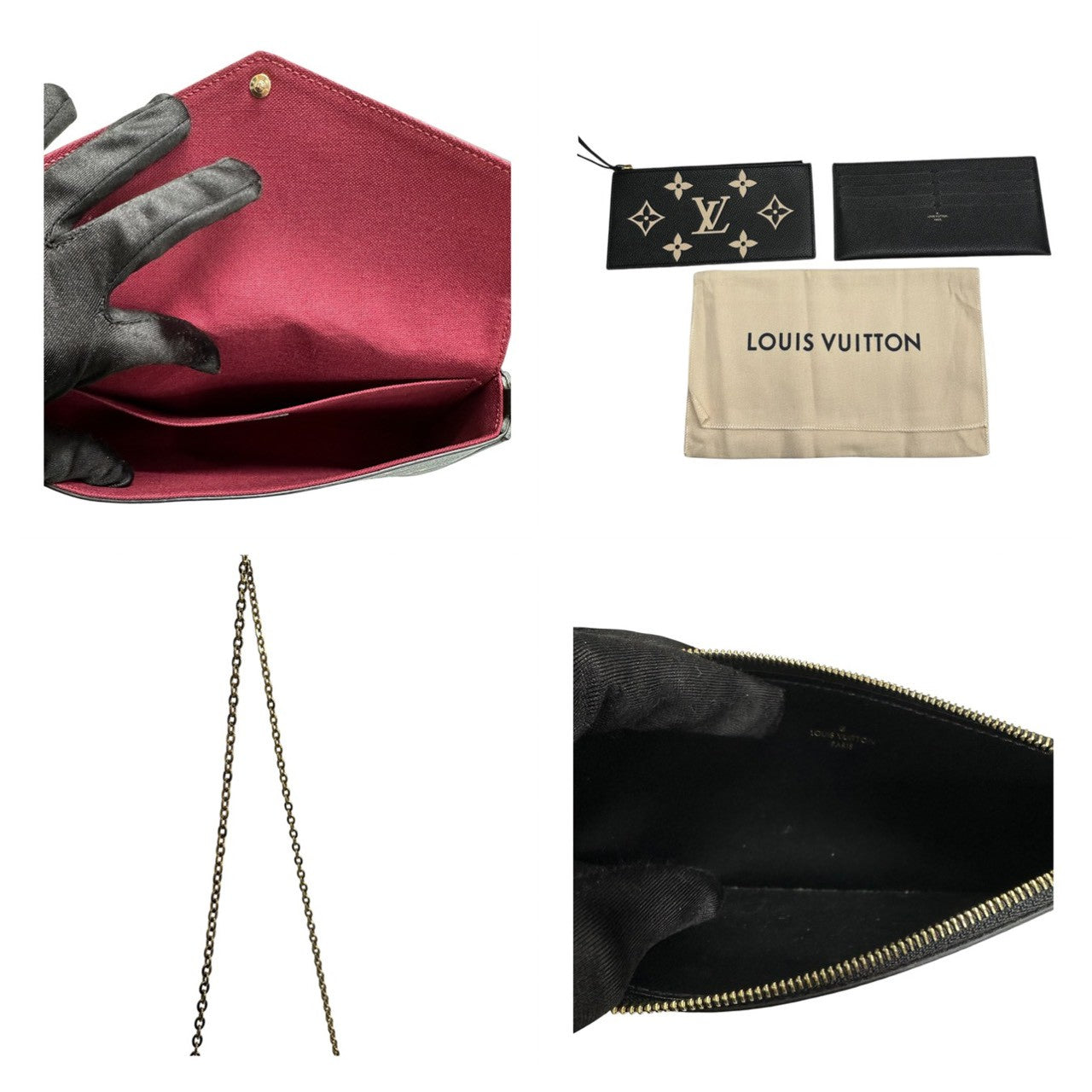 LOUIS VUITTON ルイヴィトン モノグラムアンプラント フェリシー ブラック ベージュ ゴールド金具 レザー M82479 ショルダーバッグ 長財布 レディース A