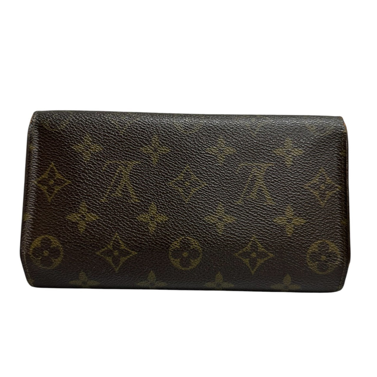 LOUIS VUITTON ルイヴィトン モノグラム ポルトトレゾール ブラウン ゴールド金具 PVC M61215 三つ折り財布 レディース B