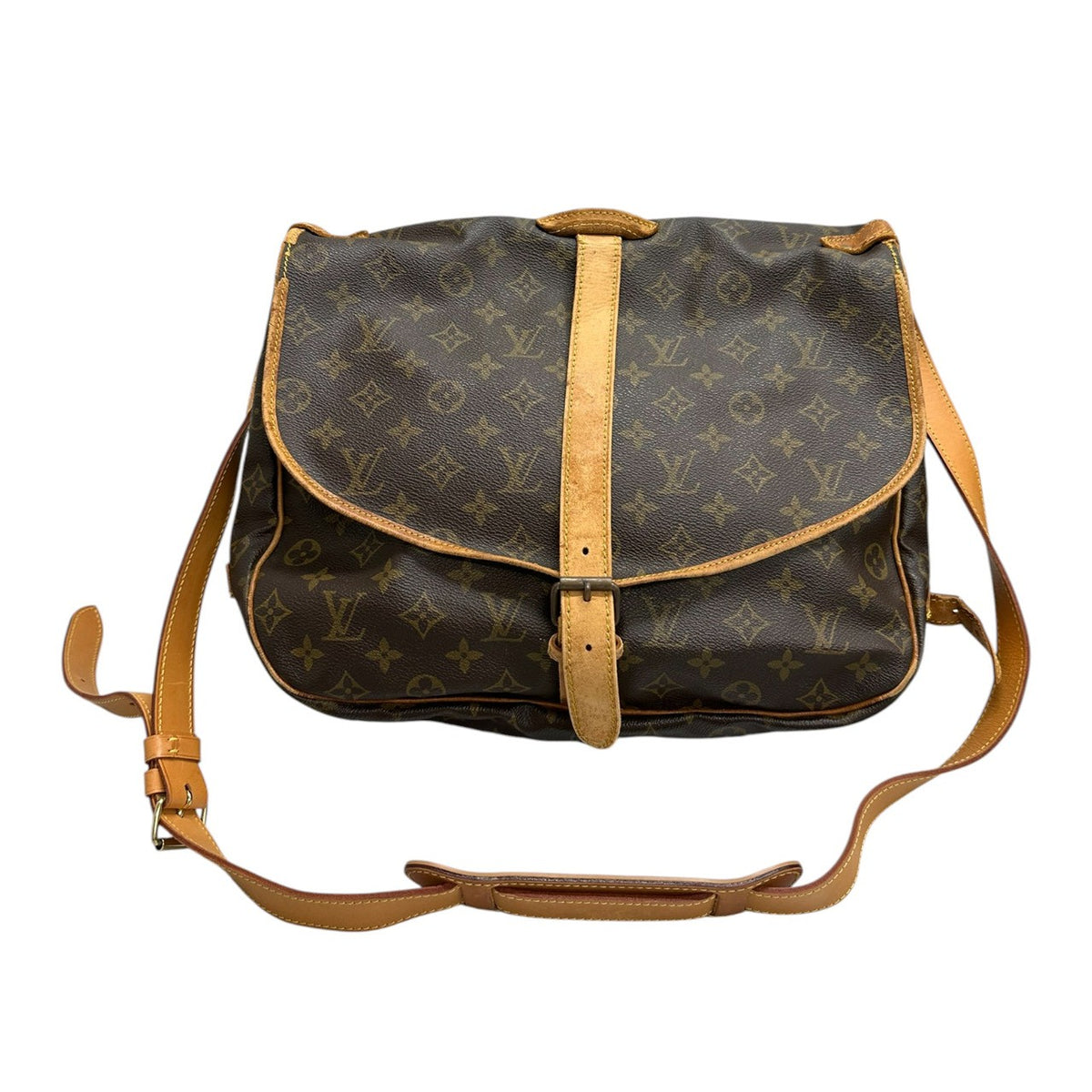 LOUIS VUITTON ルイヴィトン モノグラム ソミュール ブラウン ゴールド金具 PVC / レザー M42254 ショルダーバッグ レディース B