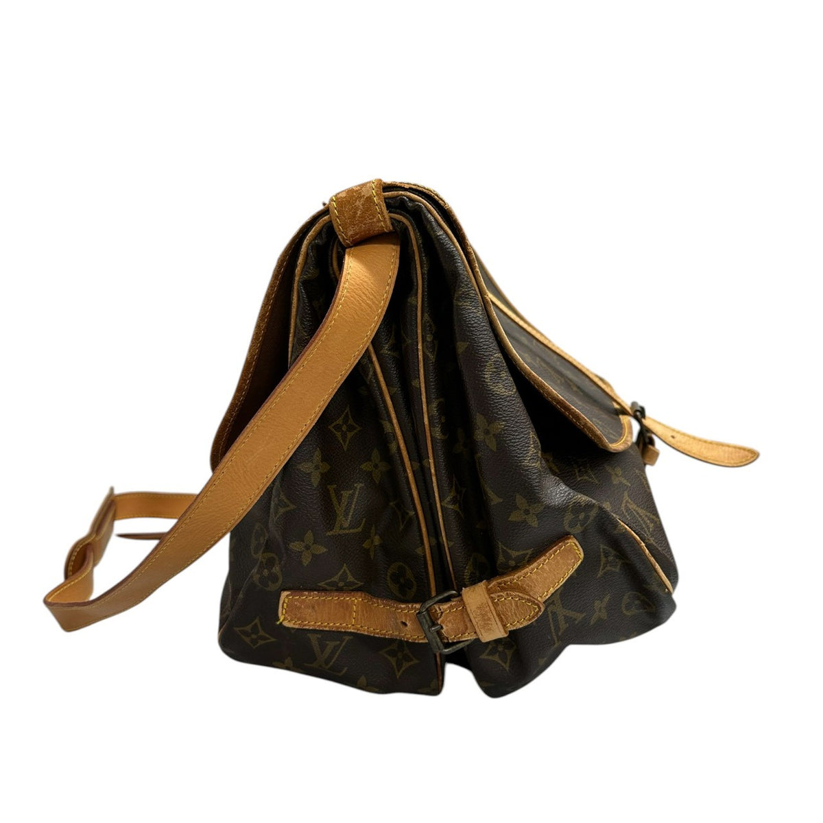 LOUIS VUITTON ルイヴィトン モノグラム ソミュール ブラウン ゴールド金具 PVC / レザー M42254 ショルダーバッグ レディース B