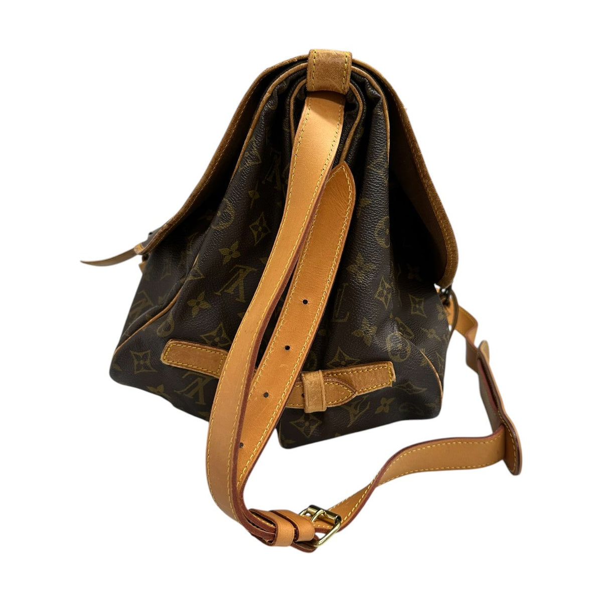 LOUIS VUITTON ルイヴィトン モノグラム ソミュール ブラウン ゴールド金具 PVC / レザー M42254 ショルダーバッグ レディース B