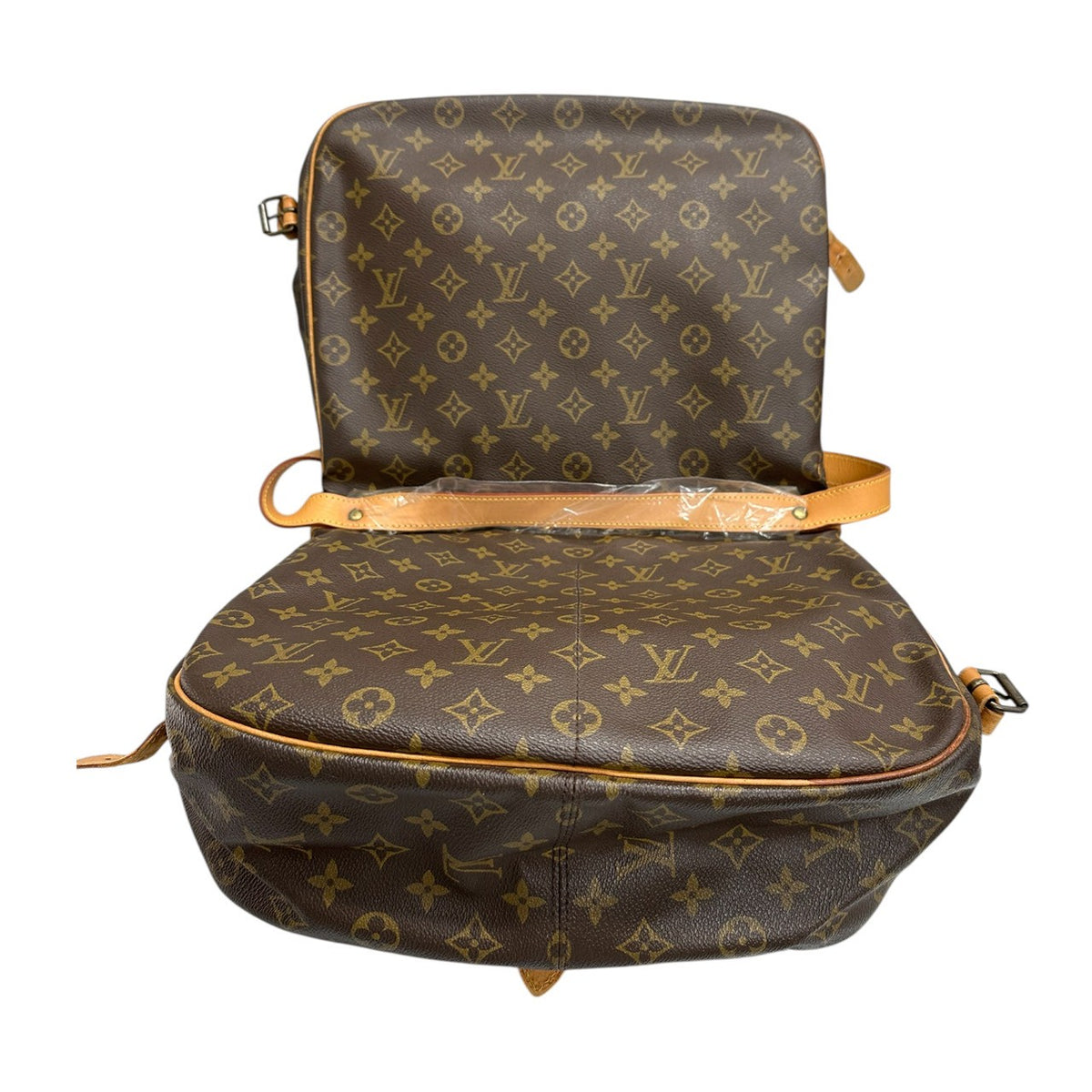 LOUIS VUITTON ルイヴィトン モノグラム ソミュール ブラウン ゴールド金具 PVC / レザー M42254 ショルダーバッグ レディース B
