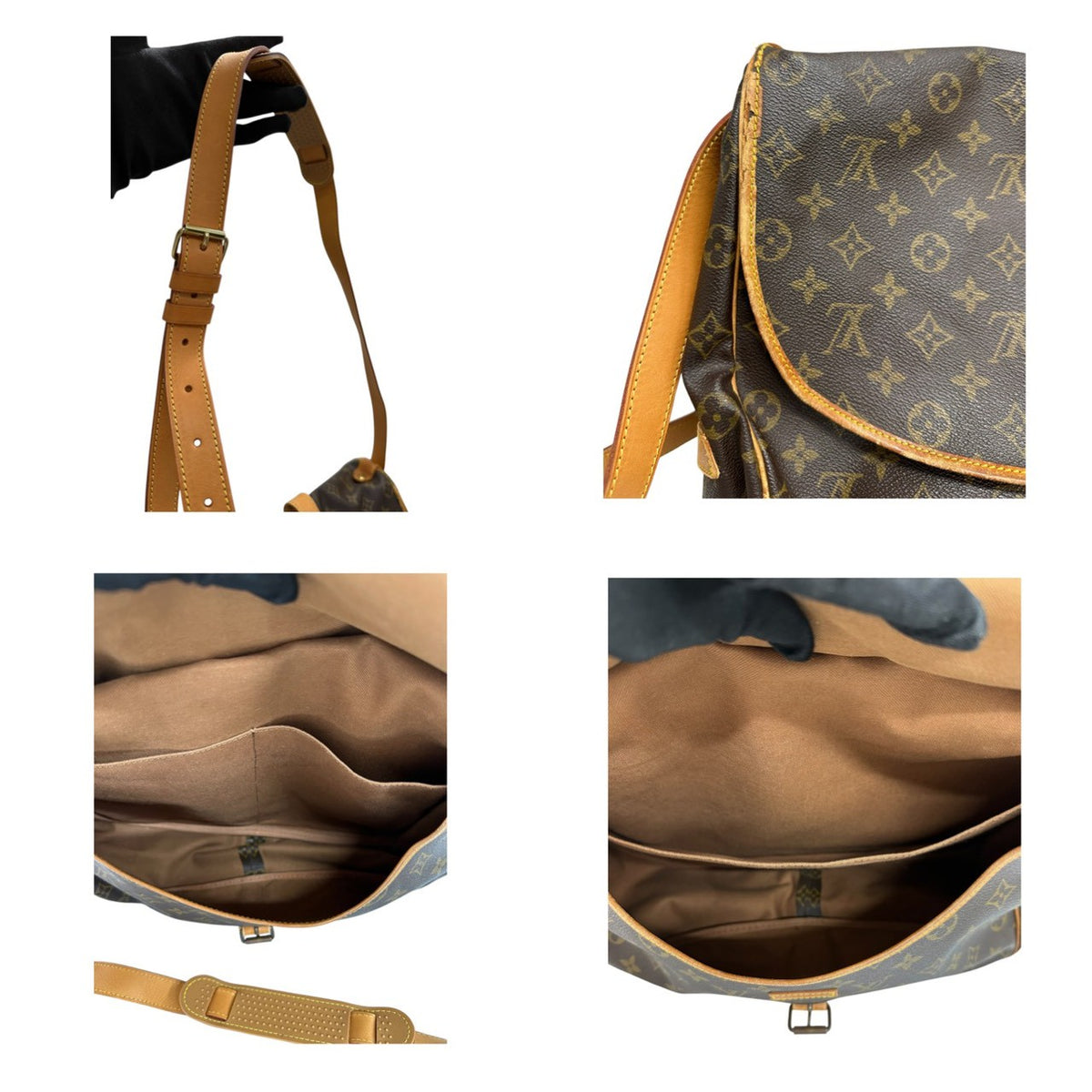 LOUIS VUITTON ルイヴィトン モノグラム ソミュール ブラウン ゴールド金具 PVC / レザー M42254 ショルダーバッグ レディース B