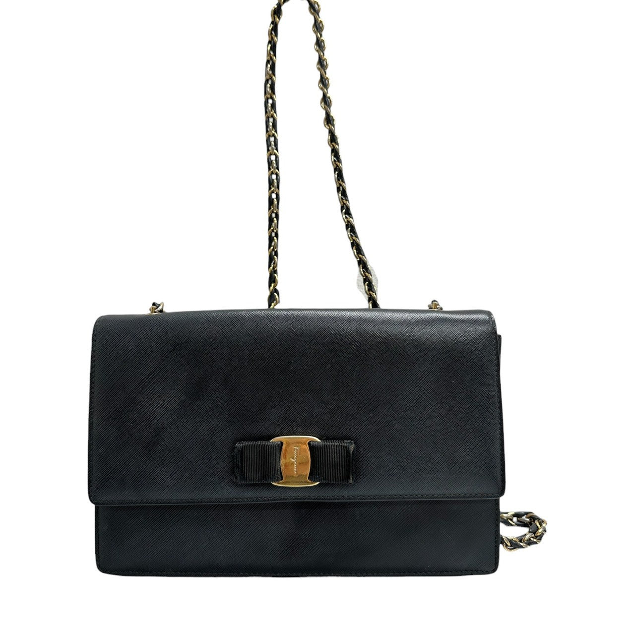 Salvatore Ferragamo サルヴァトーレフェラガモ ヴェラ ネイビー レザー ショルダーバッグ レディース AB