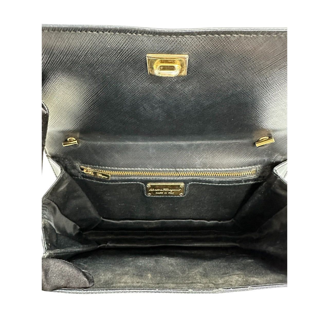 Salvatore Ferragamo サルヴァトーレフェラガモ ヴェラ ネイビー レザー ショルダーバッグ レディース AB