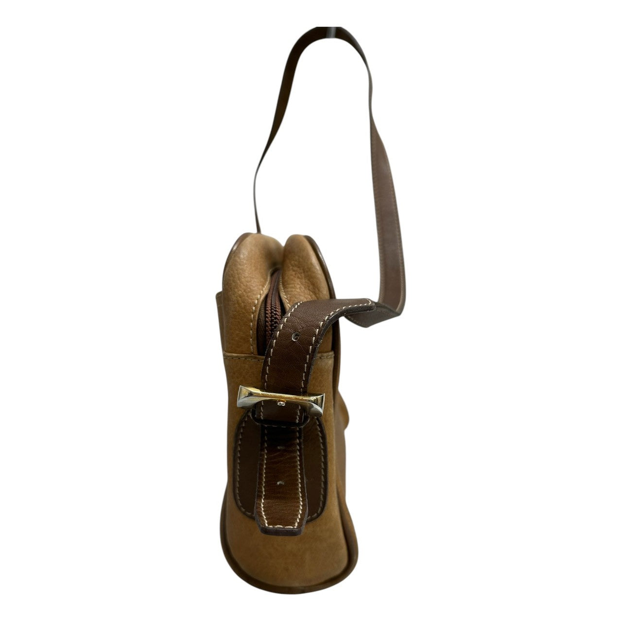 LOEWE ロエベ アナグラム ブラウン キャメル ゴールド金具 レザー ショルダーバッグ レディース AB
