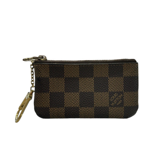 LOUIS VUITTON ルイヴィトン ダミエ ポシェットクレ ブラウン ゴールド金具 PVC N62658 コインケース レディース ABP