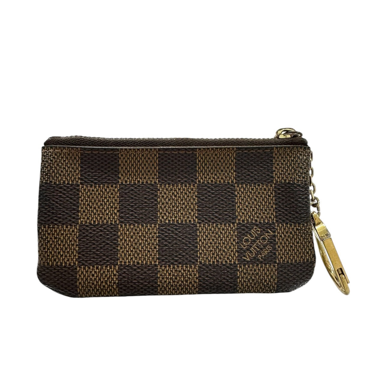 LOUIS VUITTON ルイヴィトン ダミエ ポシェットクレ ブラウン ゴールド金具 PVC N62658 コインケース レディース ABP