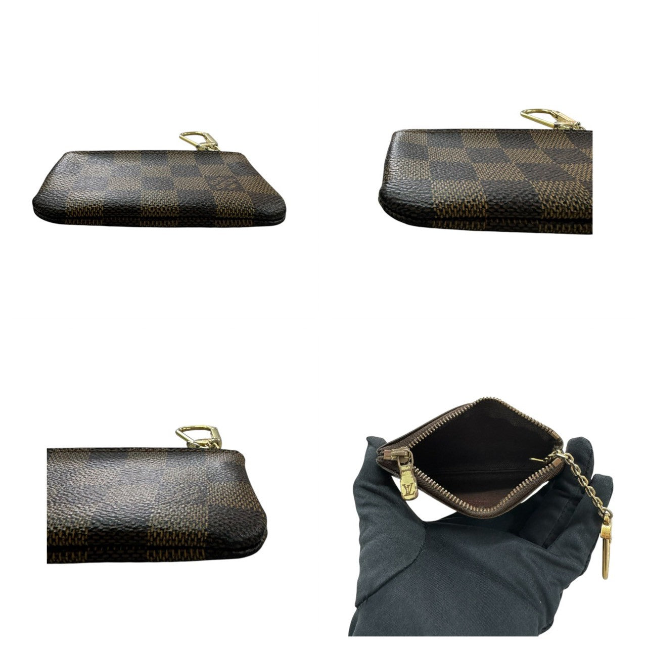 LOUIS VUITTON ルイヴィトン ダミエ ポシェットクレ ブラウン ゴールド金具 PVC N62658 コインケース レディース ABP