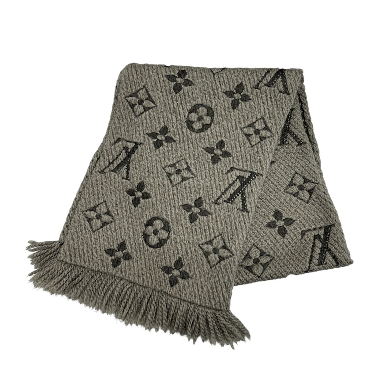 LOUIS VUITTON ルイヴィトン モノグラム エシャルプロゴマニア ダークグレー ウール / シルク M413287 マフラー レディース A
