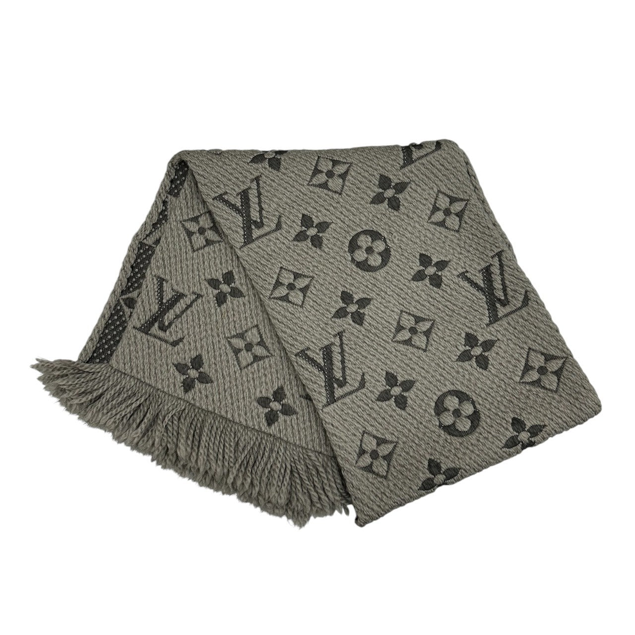 LOUIS VUITTON ルイヴィトン モノグラム エシャルプロゴマニア ダークグレー ウール / シルク M413287 マフラー レディース A
