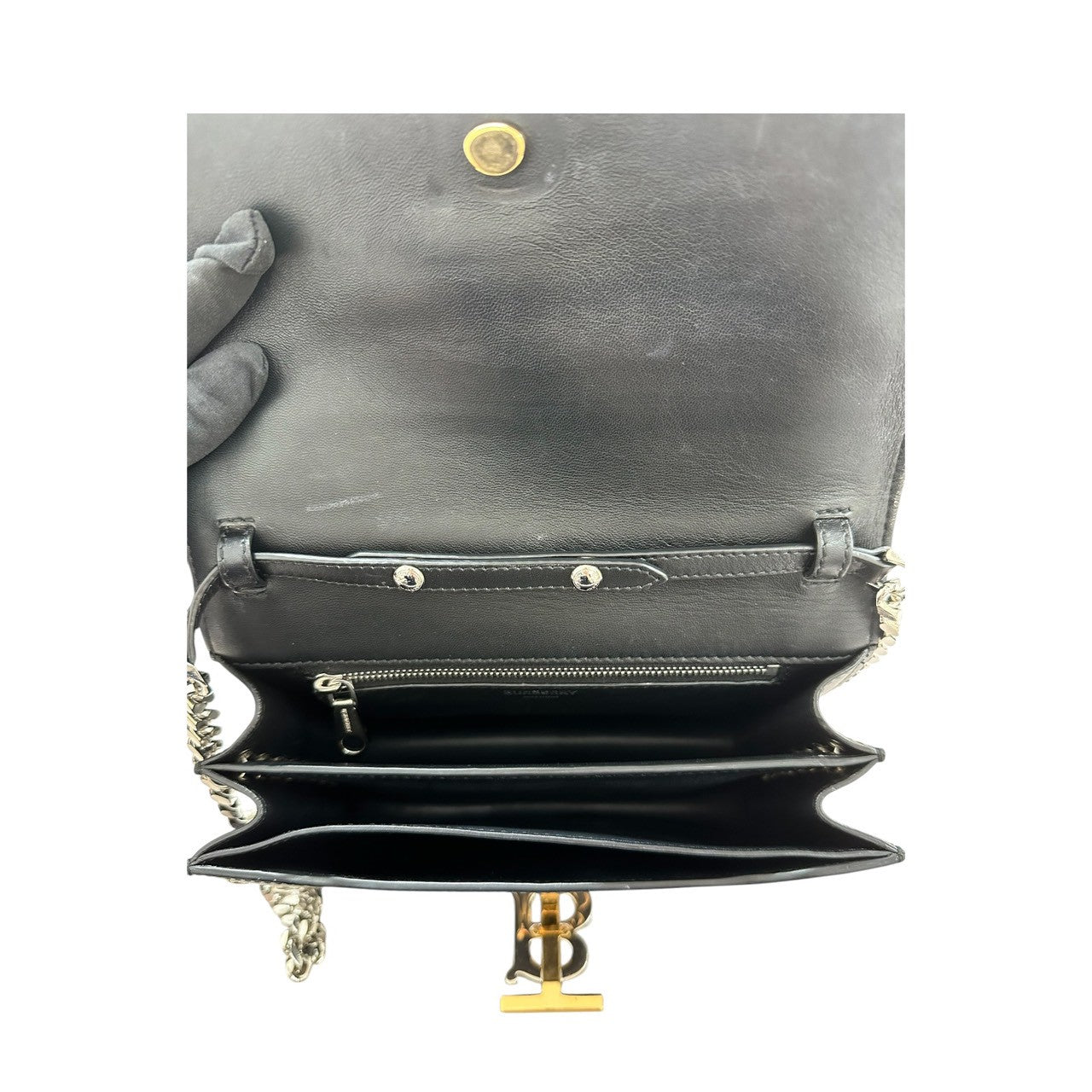 BURBERRY バーバリー ブラック シルバー金具 ゴールド金具 レザー ショルダーバッグ レディース A