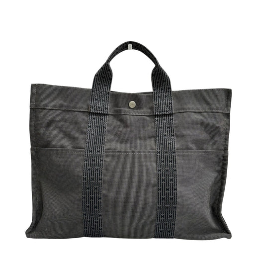 HERMES エルメス エールライン グレー ダークグレー キャンバス ハンドバッグ レディース AB