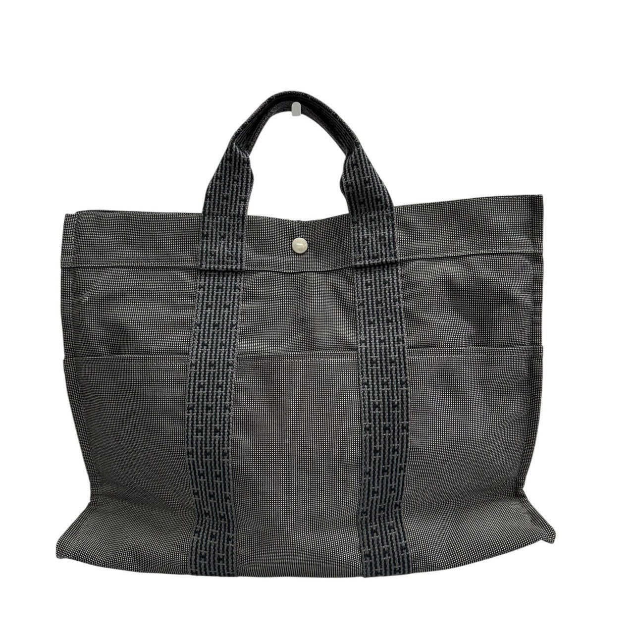 HERMES エルメス エールライン グレー ダークグレー キャンバス ハンドバッグ レディース AB
