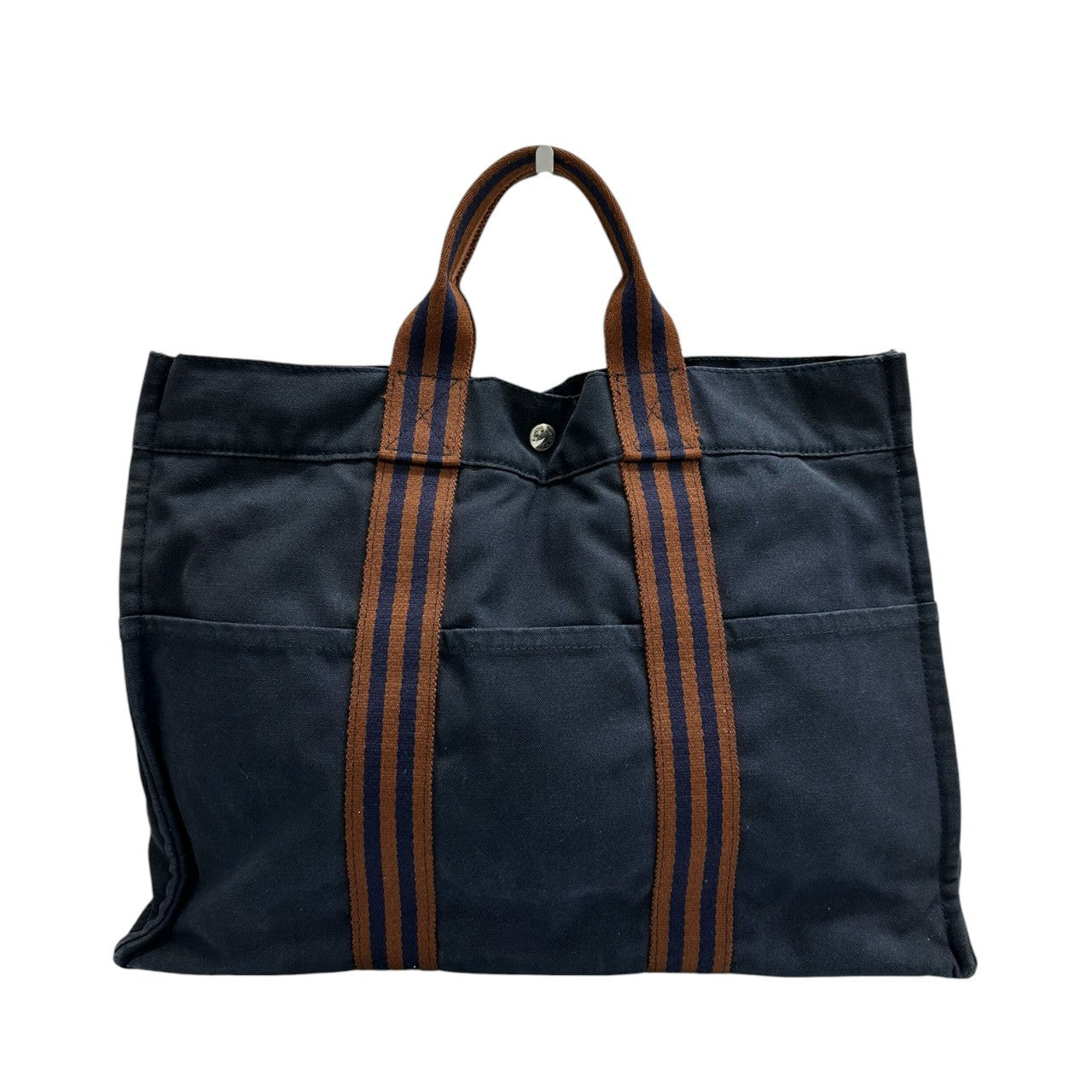 HERMES エルメス フルートゥ ネイビー シルバー金具 キャンバス トートバッグ レディース A
