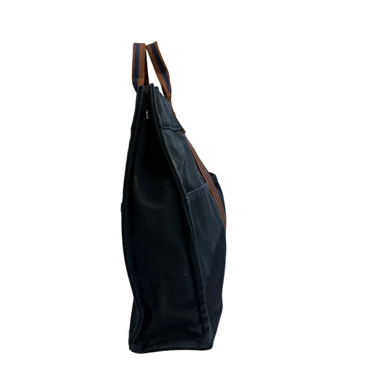 HERMES エルメス フルートゥ ネイビー シルバー金具 キャンバス トートバッグ レディース A