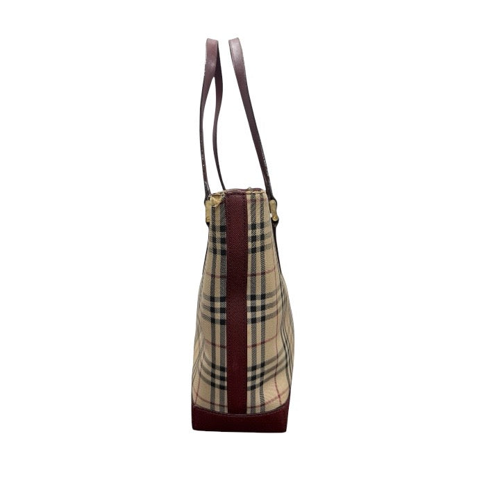 BURBERRY バーバリー ノバチェック ベージュ ボールドー キャンバス / レザー トートバッグ レディース B