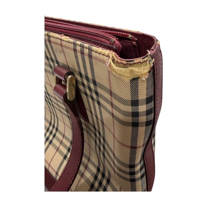 BURBERRY バーバリー ノバチェック ベージュ ボールドー キャンバス / レザー トートバッグ レディース B