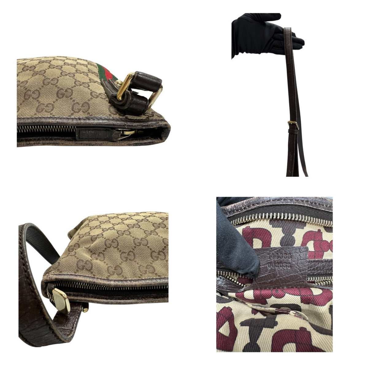 GUCCI グッチ ブラウン GGキャンバス / レザー ショルダーバッグ レディース B
