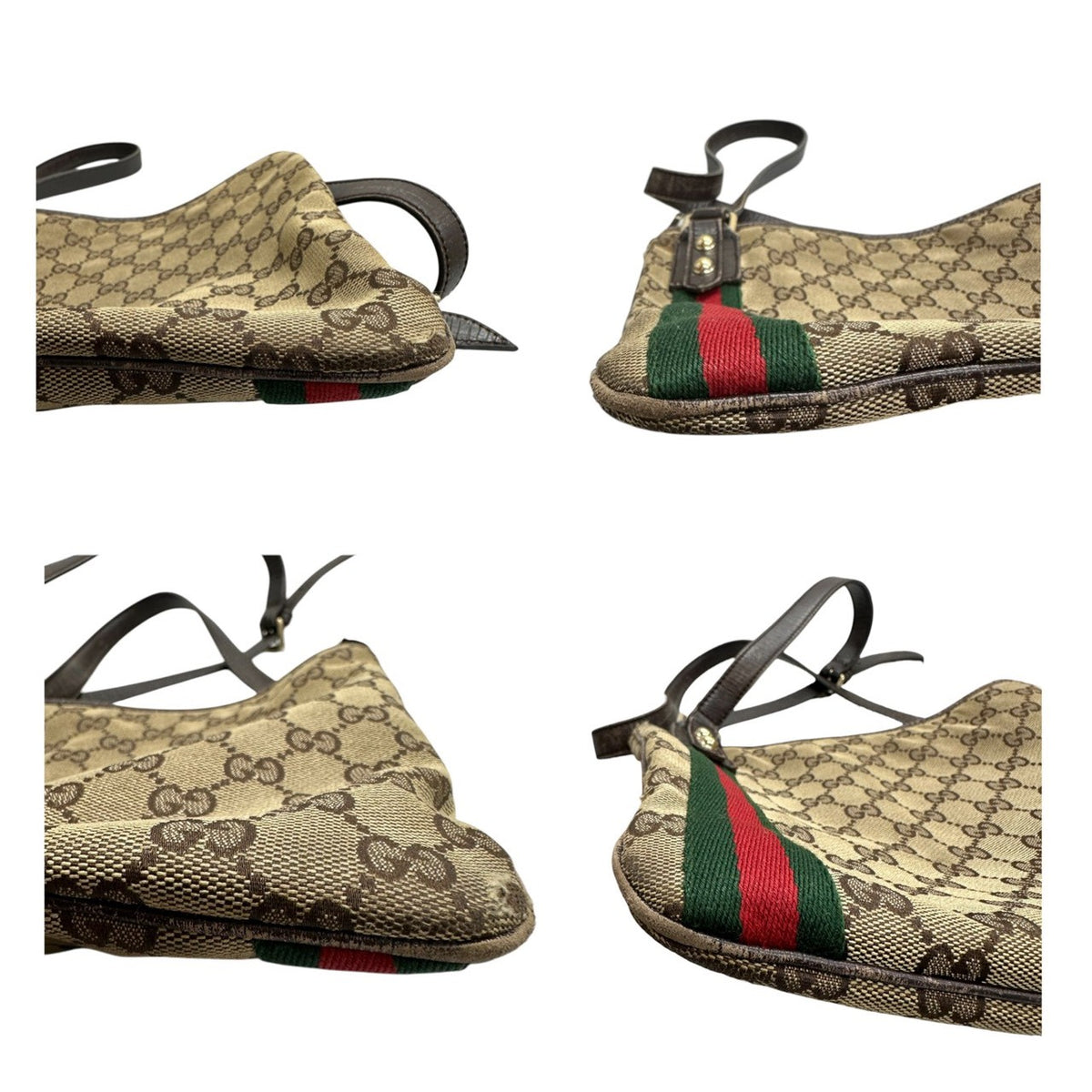 GUCCI グッチ ブラウン GGキャンバス / レザー ショルダーバッグ レディース B