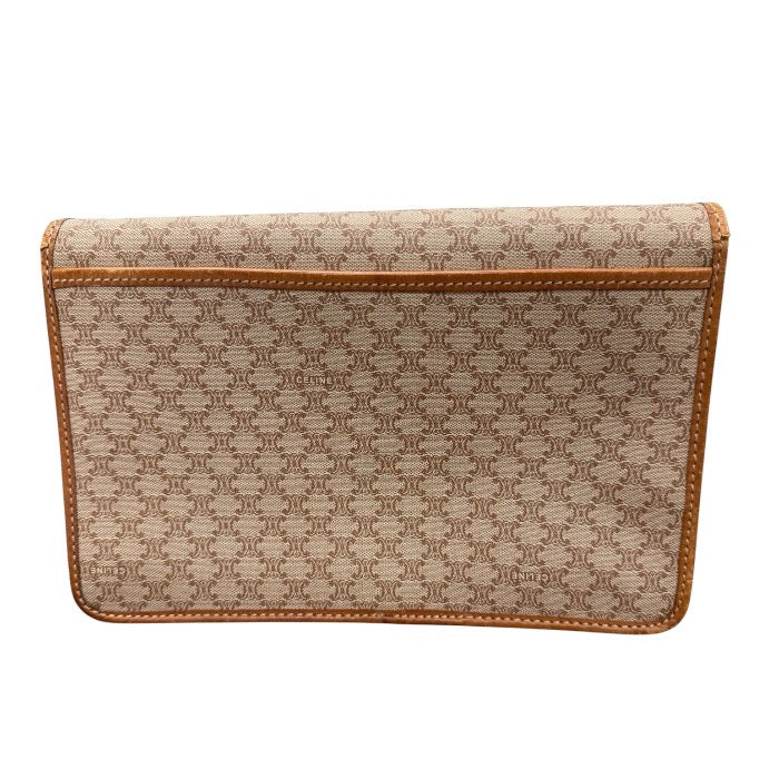 CELINE セリーヌ マカダム ブラウン ゴールド金具 PVCコーティングキャンバス / レザー ポシェット ショルダーバッグ レディース AB