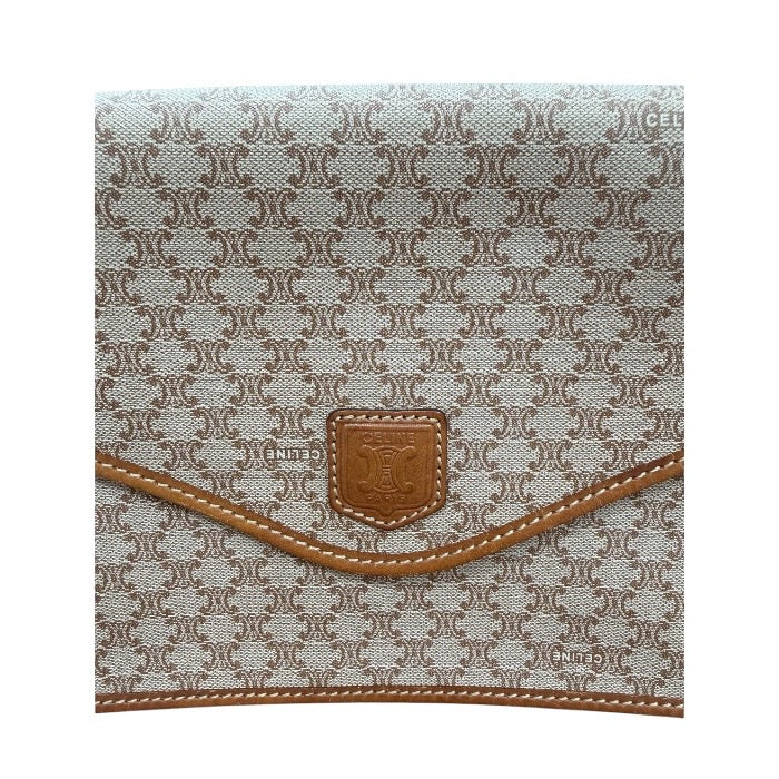 CELINE セリーヌ マカダム ブラウン ゴールド金具 PVCコーティングキャンバス / レザー ポシェット ショルダーバッグ レディース AB