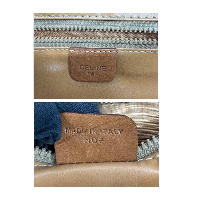 CELINE セリーヌ マカダム ブラウン ゴールド金具 PVCコーティングキャンバス / レザー ポシェット ショルダーバッグ レディース AB