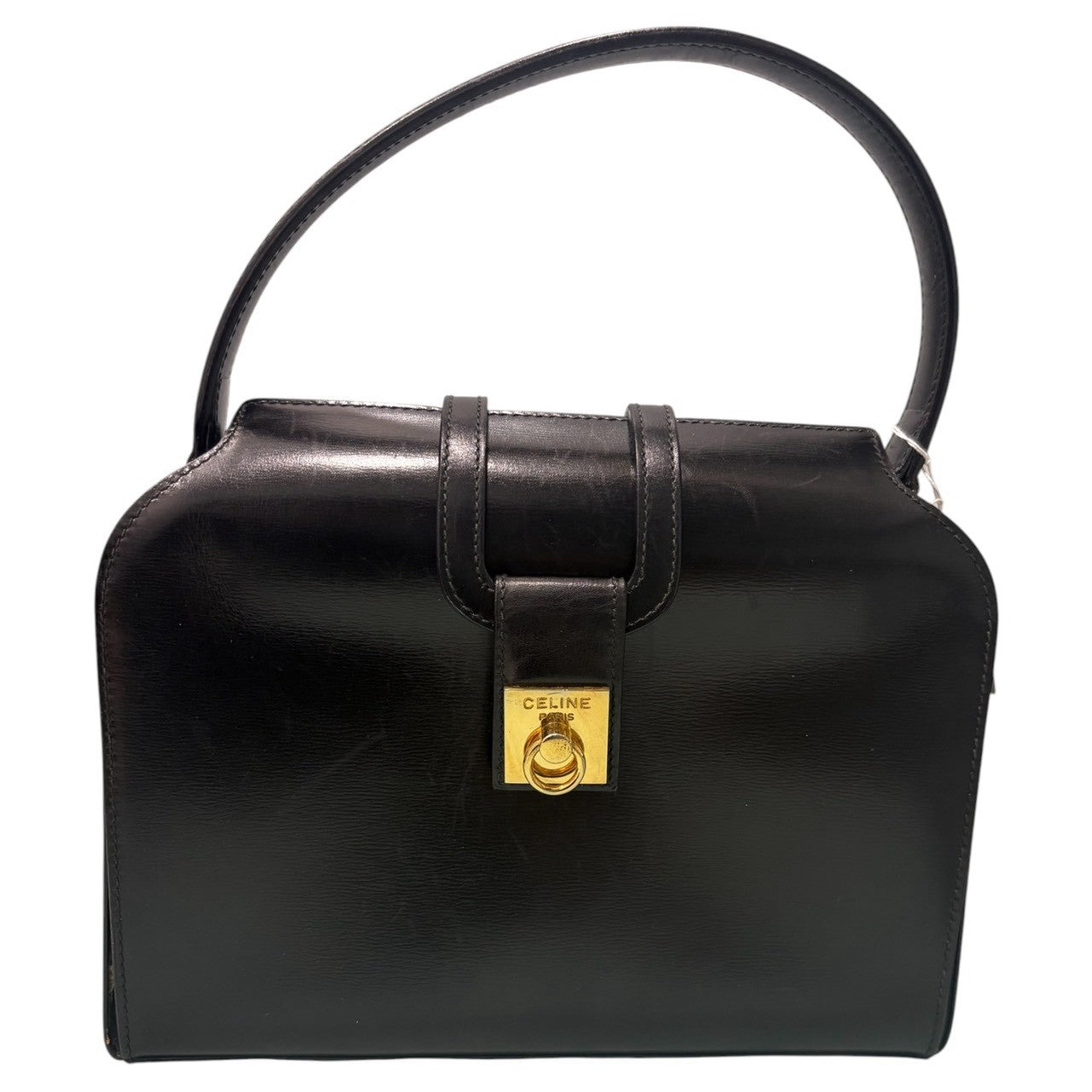 CELINE セリーヌ カーフレザー ブラック ゴールド金具 レザー ハンドバッグ レディース AB
