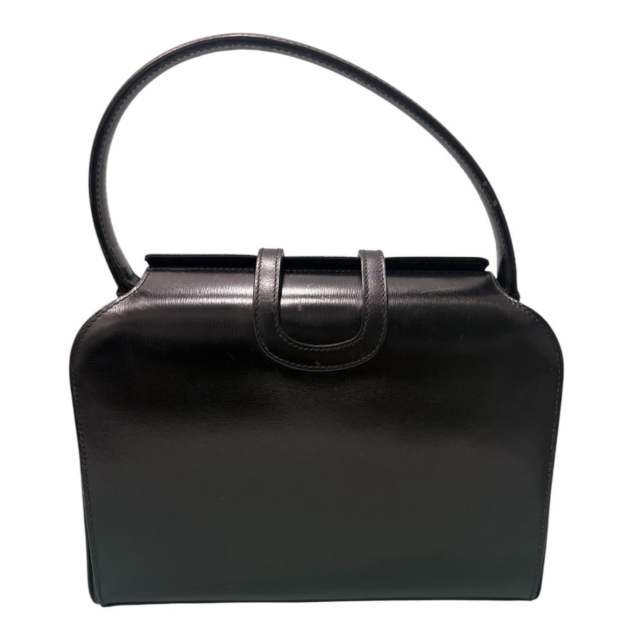 CELINE セリーヌ カーフレザー ブラック ゴールド金具 レザー ハンドバッグ レディース AB
