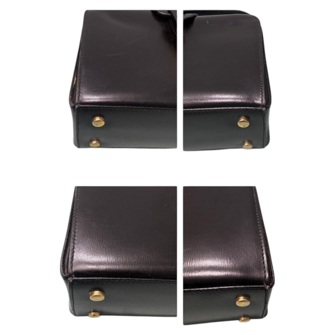 CELINE セリーヌ カーフレザー ブラック ゴールド金具 レザー ハンドバッグ レディース AB