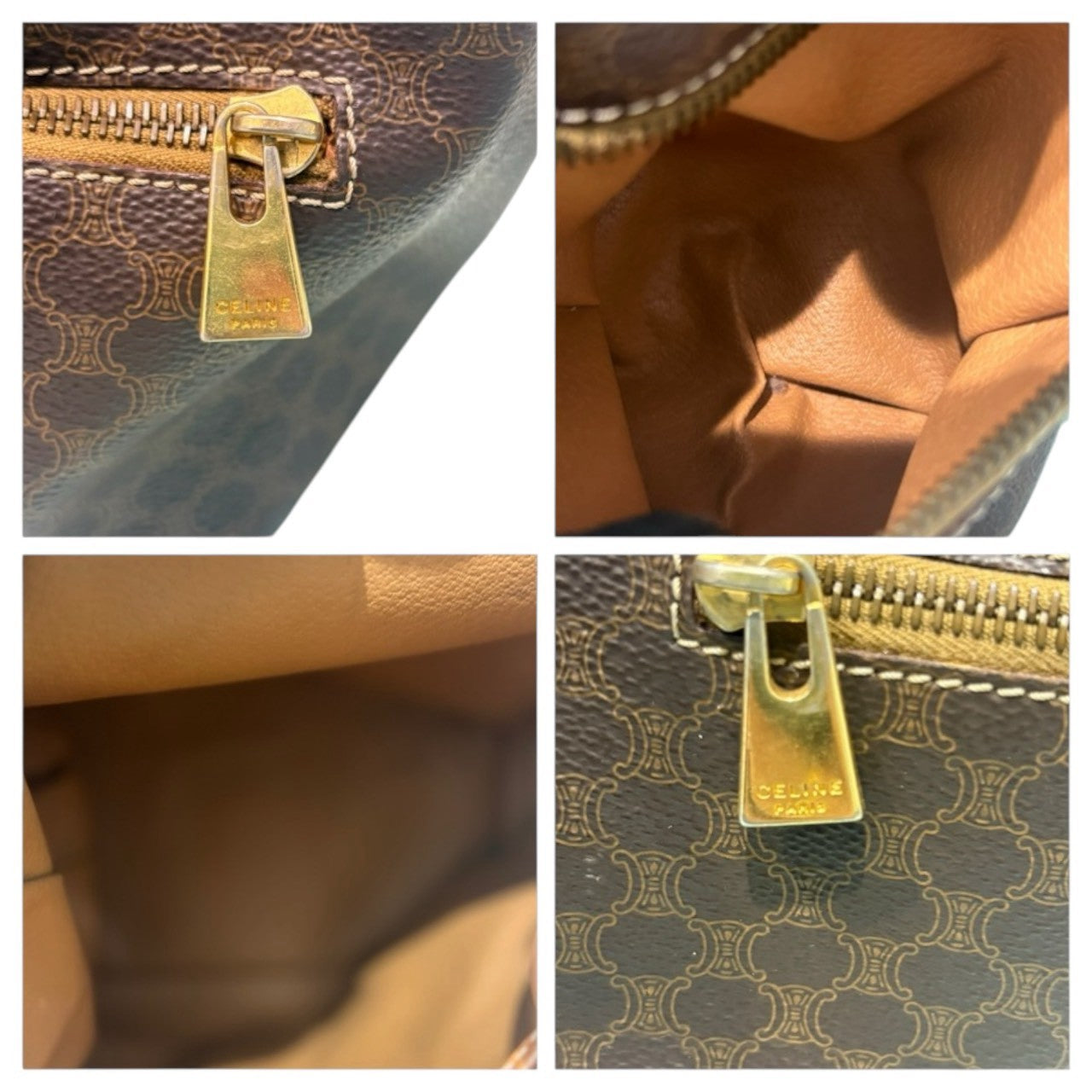 CELINE セリーヌ マカダム ブラウン ゴールド金具 PVC リュック・デイパック レディース AB